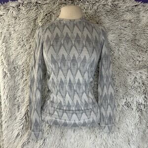 Smartwool Merino 250 Base Layer Crew Neck Women XS Gray Chevron Wool Long Sleeve